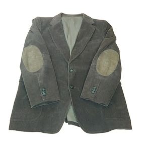 Le Mar Corduroy Blazer Jacket Sports Coat Men 42 Green Leather Elbow Patches